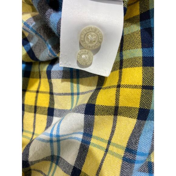 American Eagle Mens Seriously Soft Flannel Shirt Sz Large Yellow Blue Plaid READ - Picture 8 of 12